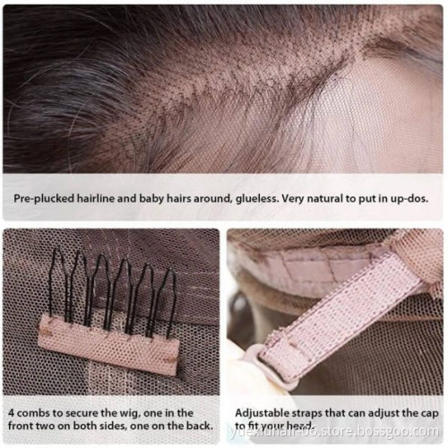 Cuticle Aligned Wholesale Brazilian 100% Human Swiss HD Transparent Pre- plucked Lace Front Virgin Hair Wigs for Black Women